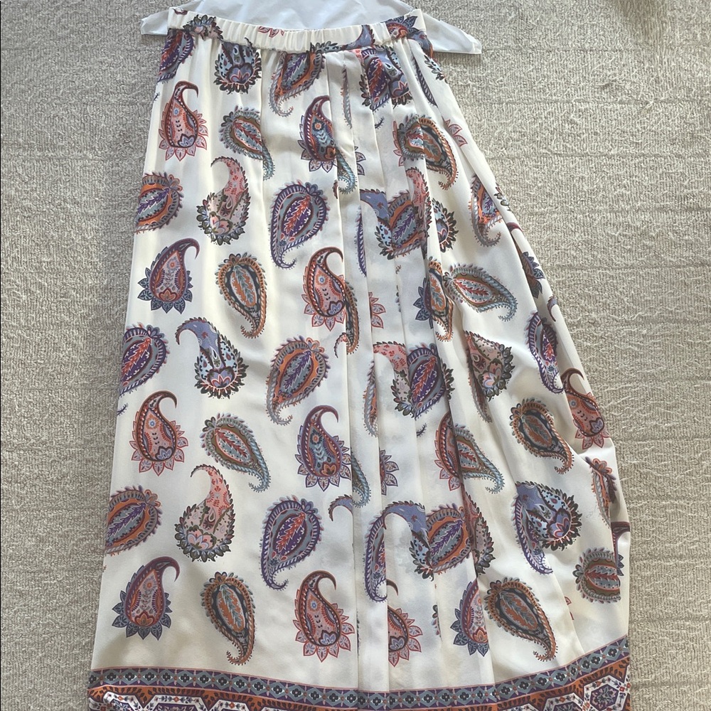 Tory Burch Paisley Print Skirt - Cream and Purple